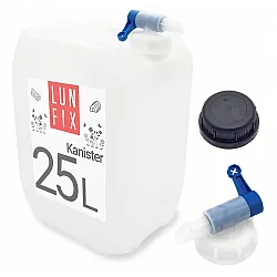 Water Container 25L with Tap, Drinking Water Canister, HDPE Plastic, LunFix