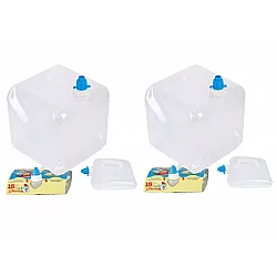 Water container, 2 pcs collapsible containers of 15L each for drinking water, with tap, PVC plastic