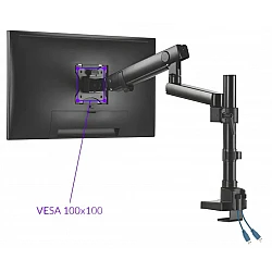 Monitorarm, skärmhållare, skärmarm justerbar, för skrivbord 514 mm, 2 USB 3.0-portar, Spacetronik