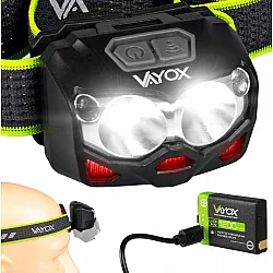 LED Headlight / Flashlight, Waterproof, USB-C Rechargeable, 500lm, VAYOX