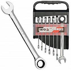 Ratchet Wrench / Flat Spanner set, 10-19 mm, T72, YATO