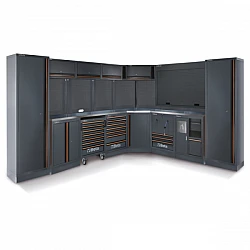 C45PRO 2.0 Complete Workshop Furniture set with Worktops 2040 x 615 mm and 1360 x 615 mm, 7-Drawer Tool Trolley, Wall Storage and Perforated Panels, BETA