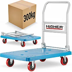 Warehouse Platform Trolley 300 kg, Polyurethane Wheels, HiGHER