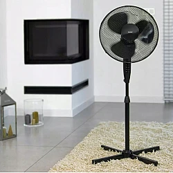 Stark golvfläkt 40 cm (16) 50W, stabil, teleskopfot 135 cm, oscillerande