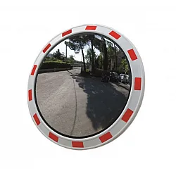 Traffic Mirror U-18a 60cm Acrylic White/Red Frame Pipe Bracket 2" Certified, Road Mirror Parking