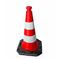 Traffic Cone 50 cm Heavy 2.8 kg Reflective Tape Thermoplastic 30x30 cm Base