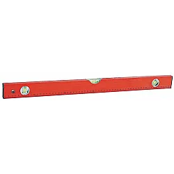 Vattenpass, pulverlackat röd, aluminium och plast, med linjal på sidan (metrisk), 3 libeller, 40 cm