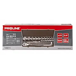 15 Piece Socket set 3/4 Inch, 19-50 mm, Proline