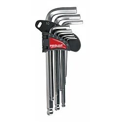 9-Piece Ball End HEX Key set with Long Keys, Satin Finish in Folding Black Plastic Holder, CV Steel, Sizes: 1.5; 2.0; 2.5; 3.0; 4.0; 5.0; 6.0; 8.0; 10.0, Proline