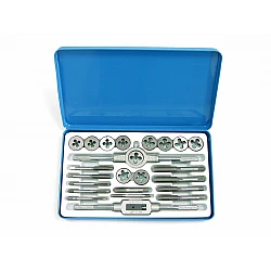 Gägverktyg, sats med 24st, metriskt, Gängtapp 5, 6, 8 , 10, 12 x 3 och gängsnitt 5, 6, 8 , 10, 12 x 1, metallbox