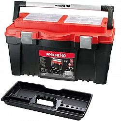 Toolbox 60 x 29 x 33 cm, Aluminum Handle, Organizer Compartments, Proline HD