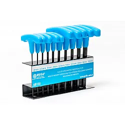 10Pcs T Handle Hexagon Key set. Contents:2.0; 2.5; 3.0; 4.0; 4.5; 5.0; 5.5; 6.0; 8 .0; 10.0; with Metal Stand. Keys Blackened.handles Dark Red.