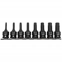 Impact Socket Bits set, 1/2 TORX T30-T80, 8 Pieces, Proline