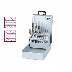 Long Thread Tap set 14 pcs M3-M12 HSS Steel Metal Case, BETA Tools