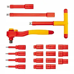 Hylssats 1/21000V 10-21 mm, sats 19 delar inkl. sexkantsnycklar, spärrskaft, T-handtag m.m. TENG Tools