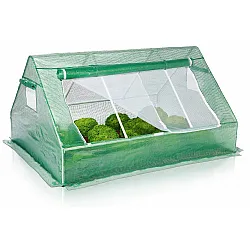 Plastväxthus, 180 x 140 x 94 cm låg odlingstält för utomhusbruk GardenLine, växthustält med transparent grön folie, fönster med nät
