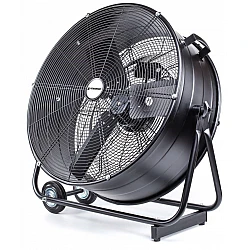 Kraftfull industrifläkt 61 cm (24) 220W, golvmodell med hjul, svart pulverlackad, 1300rpm, 12000 m3/h, Powermat REA - DEMO EX