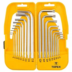Insexnycklar TORX med hål och sexkant, sats 18st, T10-T50, 1-10 mm, CrV, TOPEX