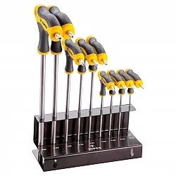 Insexnycklar TORX, sats 9st, 5-kantiga med T-handtag T10-T50 CrV, inkl. hållare, TOPEX