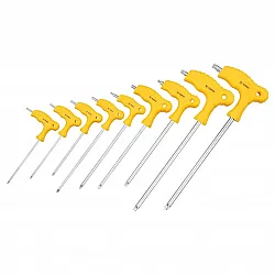 Insexnycklar TORX mws hål, sats 9st, 5-kantiga med T-handtag T10-T50 CrV, TOPEX