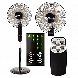 Golvfläkt med fjärr, tyst och stabil, 3 hastigheter, teleskopfot, 39 cm 50W 125 cm hög Volteno