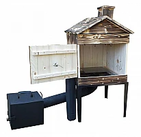Mobile Smokehouse Wood and Metal Wood-Fired Cold and Hot Smoking 50x50x111 cm Complete Kit, Rustic Smoke