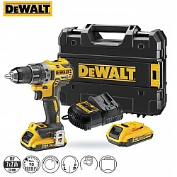 Borrskruvdragare, skruvdragare 18V sladdlös 2 x 4, 0Ah inkl. väska, laddare, DEWALT DCD791M2