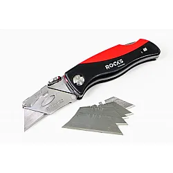 Fickkniv med utbytbara kniblad, hopfällbar, rosfritt, inkl. 5 knivblad, ROOKS
