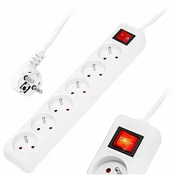 Extension cord power strip 3m 6 outlets 230V max. 10A / 2300W