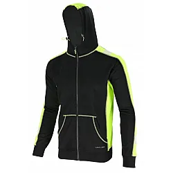 Huvtröja fleece, svart-neongul, CE, LAHTI