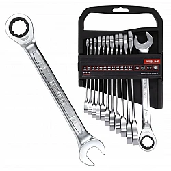 U-Ring Wrench set 12 Pieces (8-19 mm) with 72 Tooth Ratchet, CRV, Proline