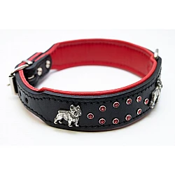 Exkslusivt hundhalsband 48 cm, skräddarsytt, äkta läder med mjukt nappaläder på insidan, handgjort