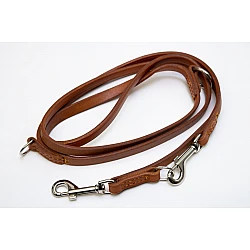 Exklusivt hundkoppel 13/200 cm, äkta läder, rundade kanter, handgjord
