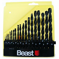Metal Drill set 1–10 mm, 19 pcs with Plastic Case, Beast