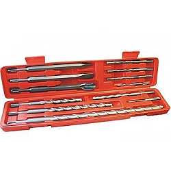 SDS Drill and Chisel set, 12 Pieces with Plastic Case, Beast