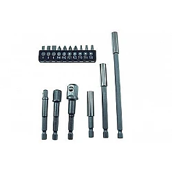 Bits and Adapter set 16 pcs, CR-V Steel, 10 Bits