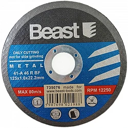 Cutting and Grinding Disc, 125 x 1.6 x 22.2 mm, Beast