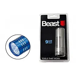 Small Camping Flashlight, 9 LED, Aluminum, 90 mm, Beast