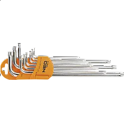Insexnycklar 5-kantiga l-nycklar, sats 9 st. TS10 - TS50, S2, NEO Tools