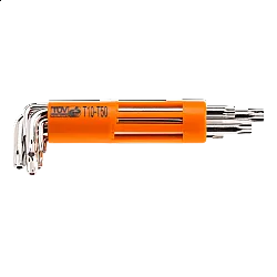 Insexnycklar TORX sexkant långa med hål, l-nycklar, sats 9 st. T10 - T50, S2, NEO Tools