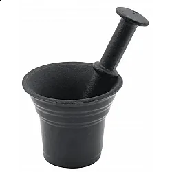 Mortel av gjutjärn, retro, med stöt, svart 9.5 cm 100gr, Kinghof