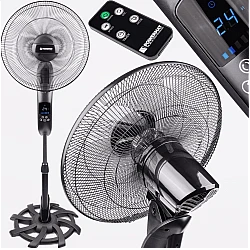 Golvfläkt 40 cm 16, 80W 115-135 cm teleskop, fjärr, tyst och stabil, 3 hastigheter, Powermat