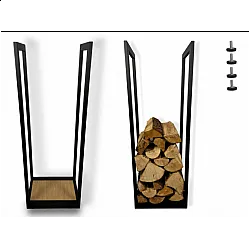 Nowoczesny wysoki stojak na drewno kominkowe OAK