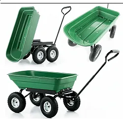 Tippbar Trädgårdskärra 350 kg, Rostfri Stålram, GardenPro