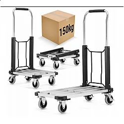 Flyttvagn 150 kg, transportvagn av aluminium, lastkärra, hopfällbar, HiGHER