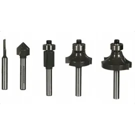 Frässtålset 5 Delar 6 mm Skaft Rakt/Rund/V-spår för Överfräs RAKRBS5, Ryobi