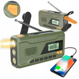 Nödradio 4500mAh AM/FM Dynamo Solpanel Ficklampa SOS Powerbank, Manta