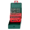 Metallborr HSS-G 19 Delar 1-10 mm DIN 338 Slipade 135° Självcentrerande Metallkassett, Metabo
