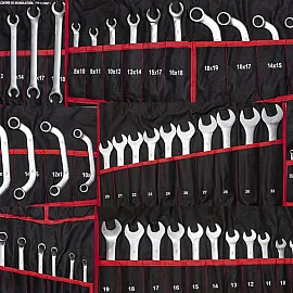 Nyckelsats 47 delar - kombinycklar, TORX, bromsnycklar, CRV stål, för professionell bruk, tygetui med fickor