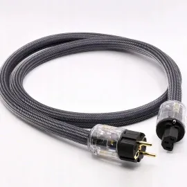 Nätkabel 1, 5m 3 x 4mm2 Schuko IEC, för Hi-Fi, skärmad jordad, 230V max 3600W